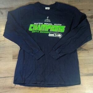 Seahawks Men's Long Sleeve Shirt Blue Sz. L
